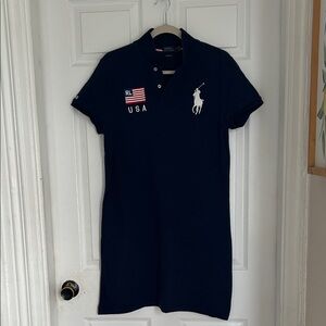 Ralph Lauren Dark Blue Polo Dress with USA Flag